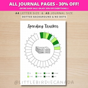 Spending Tracker - PRINTABLE Journal Page - Planner Page - Spending Log - Finance Tracker - Expense Tracker - Money Tracker - Money Spending image 1