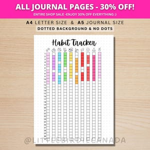 Habit Tracker - PRINTABLE Journal Page - Monthly Tracker - Monthly Goal Tracker - Fitness Tracker - Health Tracker - Printable Planner Page