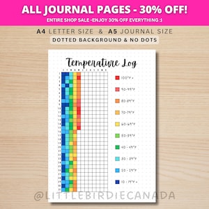 Temperature Log - PRINTABLE Journal Page - Planner Page - Temperature Tracker - Weather Tracker - Weather Log - Track Temperature