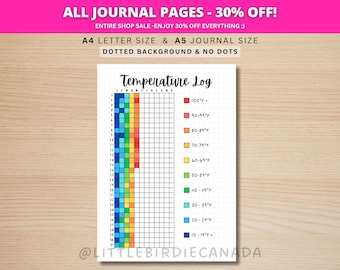 Temperature Log - PRINTABLE Journal Page - Planner Page - Temperature Tracker - Weather Tracker - Weather Log - Track Temperature