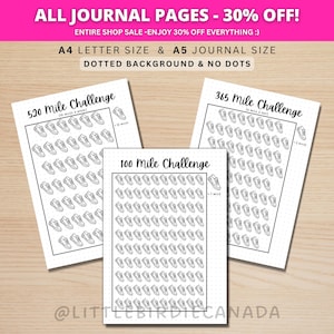 Running Challenge - PRINTABLE Journal Page - Printable Running Tracker - Running Miles Challenge - 100 Miles - 365 Miles - Fitness Challenge
