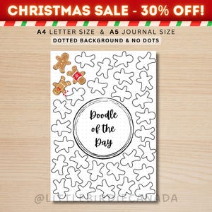 Gingerbread Doodle Of The Day - PRINTABLE Journal Page - Planner Page - Drawing Page - Drawing Journal - Doodle Challenge - Daily Doodle