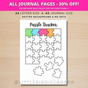 Puzzle Tracker - DRUCKBARE Journal Seite - Planer Seite - Habit Tracker - Spiel Tracker - Puzzle Log - Wellness Journal - Puzzles