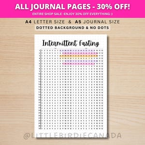 Intermittent Fasting Tracker - PRINTABLE Journal Page - Food Tracker - Eating Log - Food Journal - Track Fasting - Fasting Log