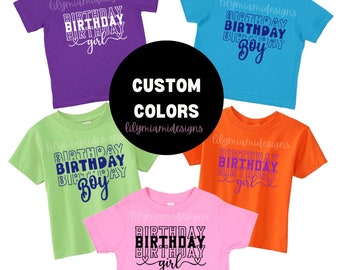 Kids Birthday T-Shirt: Toddler Kids Party Outfit for Birthday Boy or Girl Gift Pink Green Orange Purple Blue Shirt