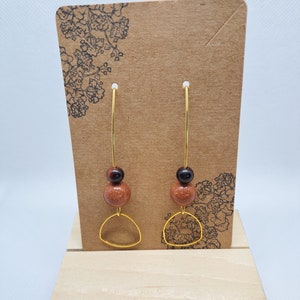 Custom Handmade Earrings - Gold Sandstone & Tiger's Eye with Small Triangles