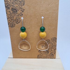 Custom Handmade Earrings - Packer -or- Viking Colors with Small Triangles