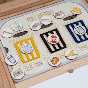 Mülleinsatz aus Holz & Filz für Trofast Box und Flisat Tisch | Lernspiel Kinder | Sortierspiel und Motorik | Montessori Lernspielzeug