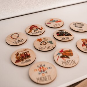Toy signs Wooden order signs Organization for the children's room with fastenings in color Montessori Trofast image 4