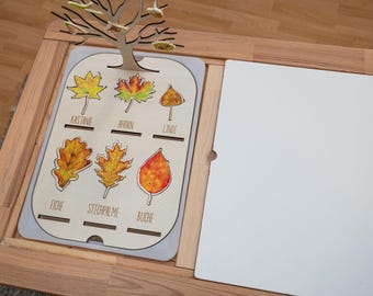 Autumn Leaf Puzzle Insert for Trofast Box & Flisat Table | Montessori Wooden Puzzle | Leaf Learning Game | Seasons Game