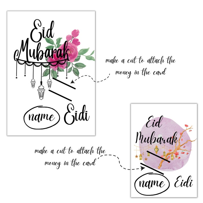Confetti! (Pack Of 10) Eid Money Envelope For Gifting - Eid Mubarak Ramadan Eidi Envelopes - Lanterns And Motif Gold Foil Design