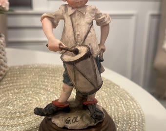 Vintage Giuseppe Armani Capodimonte Figurine: Kids on Tricycle