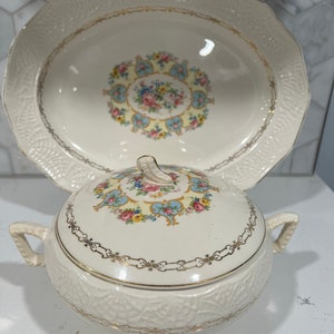 National Brotherhood Operative of Potters 22K Gold Parisian dish and platter