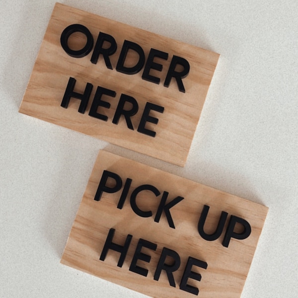 Order Here Pick Up Here Sign Set, Coffee Shop Sign, Cafe Business Sign , Coffee Cart Sign