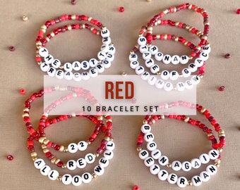 ERAS | RED Friendship Bracelets | Set of 10 Bracelets