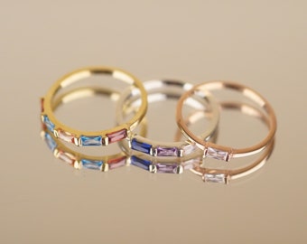 14K Solid Gold Birthstone Ring, Birthstone Ring in Sterling Silber, Gold, Rose Gold, Muttertagsgeschenk, personalisiertes Geschenk, Birthstone Schmuck