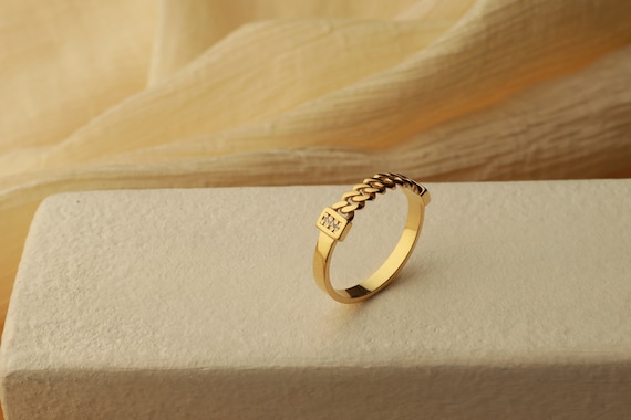 Chain Ring, Gold Chain Ring, Statement Ring, Chunky Ring, Curb