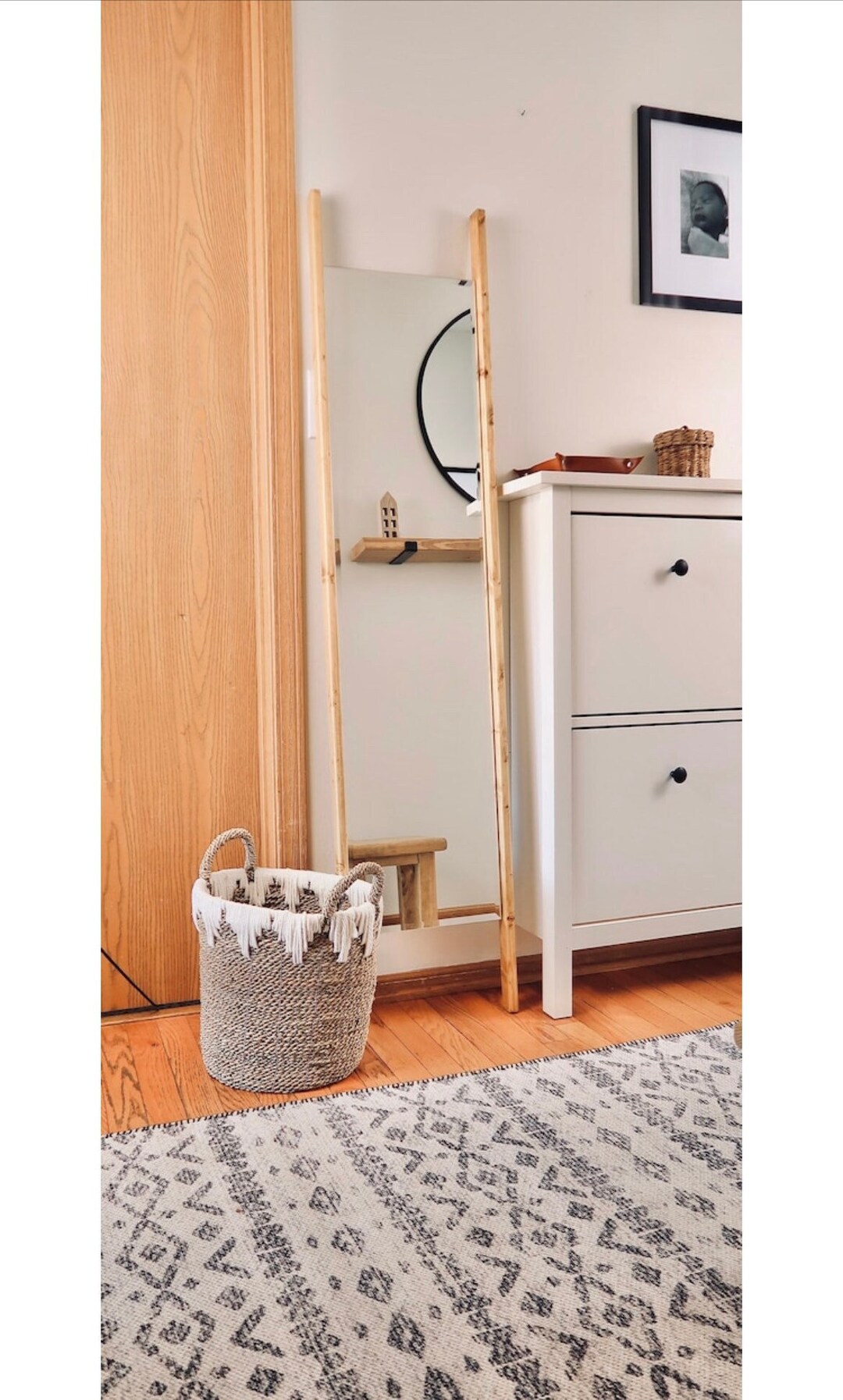 Full Length Floor Mirror Boho Inspired Real Wood Frame Faux Etsy