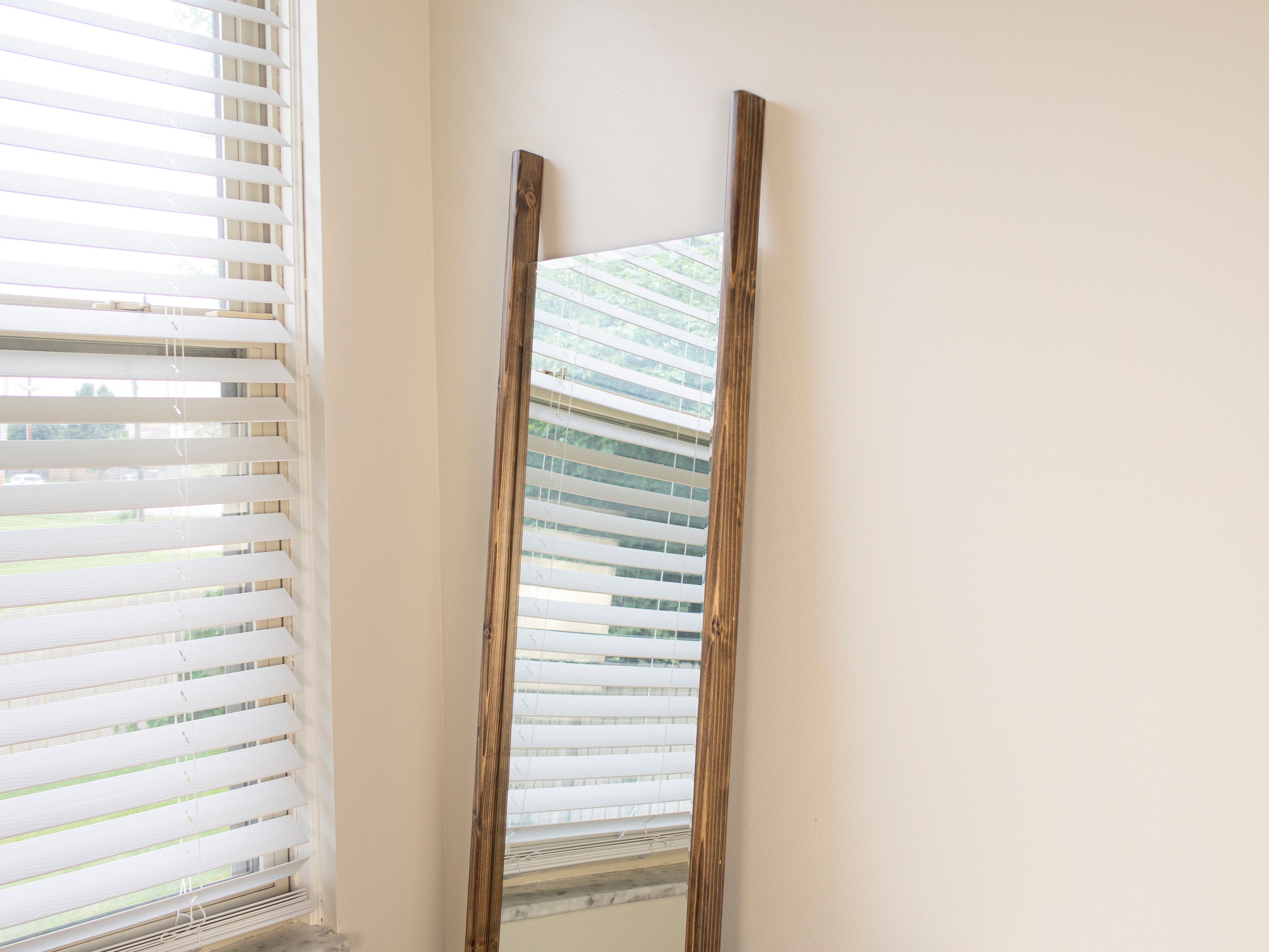 Full Length Floor Mirror Boho Inspired Real Wood Frame Faux Etsy