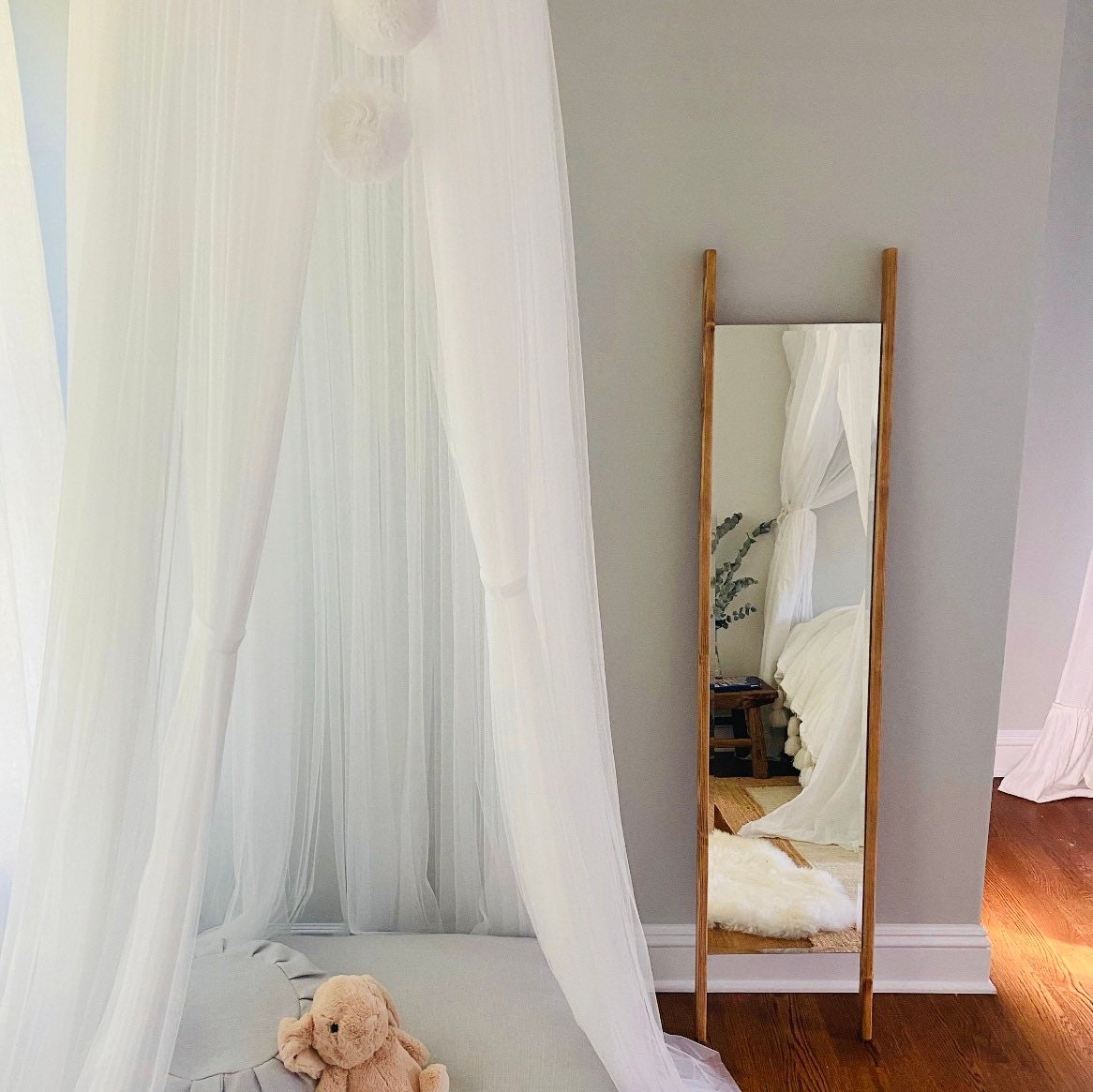 Full Length Floor Mirror Boho Inspired Real Wood Frame Faux Etsy