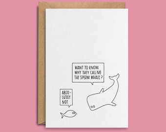 Funny Animal Card | Him Her Girlfriend Boyfriend Wife Husband Joke Birthday Animals Zoo Whale Sperm Blue Fish Ocean Beach Dolphin