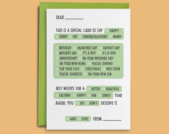 Funny every-greeting card *FREE POSTAGE* - Birthday, Anniversary, Baby Shower, Wedding, Engagement, Valentines, Christmas, New Home, New Job