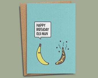 Funny Birthday Card Dad Grandpa Grandfather | Banana Smelly Flies Old Stinky