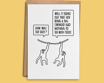 Funny Monkeys Animal Card | Him Her Girlfriend Boyfriend Wife Husband Joke Birthday Zoo Chimps Gorilla Forest Jungle Swingers Relationship