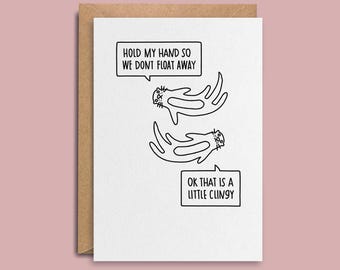 Funny Otters Animal Card | Him Her Girlfriend Boyfriend Wife Husband Joke Birthday Animals Zoo Hand holding Mammals Clingy Relationship