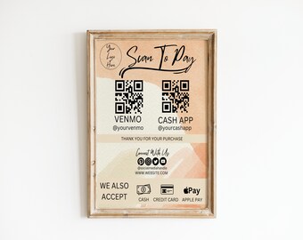 Scan to Pay Editable QR Code Sign Cashapp Venmo Scan to - Etsy