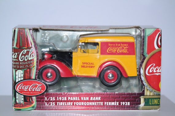 Die-cast Coca-cola 1938 Panel Van Bank Vehicle in Yellow and Red