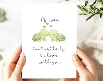 Personalized card | Birthday card| Turtle Love Card | I’m Turtle-ly in Love With You Card | Cute Turtle Card | Romantic Card | Custom Name
