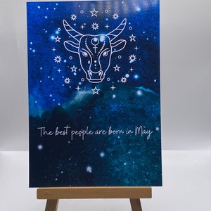 Aangepaste verjaardagskaart gefeliciteerd kaart voor hem voor haar blauwe sterren kaart horoscoop kaart sterrenbeeld kaart Stier verjaardagskaart gepersonaliseerd