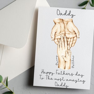 Süße Vatertagskarte, Romantische Händchen haltende Vatertagskarte, Vatertagskarte, personalisierte Vatertagskarte, Papakarte, Vatertagsgeschenk