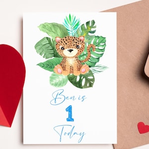 Carte 1er anniversaire animal pour fils, carte d'anniversaire de petit-fils, carte de lion, carte d'anniversaire, pour fils, pour petit-fils, carte personnalisée pour fils
