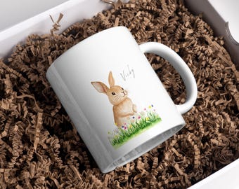 Personalised Bunny Mug | Rabbit Mug Gift | Cute Bunny Mug | Custom Name Mug | Animal Lover Gift | Easter Mug