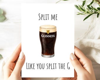 Split The G Card | Funny Beer Style Card | Irish Pint Humour Card | Birthday Card For Him | Pub Lover Card