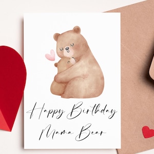 Tarjeta de cumpleaños, Mamá Osa, Regalo para Mamá, Tarjeta de Animal, Regalo Personalizado, Día de la Madre, Feliz, Lindo, Regalo de Cumpleaños, Tarjeta de Amor, Para Mamá