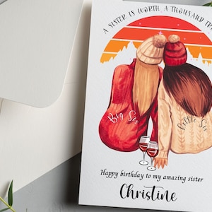 Schwester Geburtstagsgeschenk, Personalisierte Geburtstagskarte, Eine Schwesternliebe ist 1000 Freunde wert, Geschenk für Schwester, Geburtstagskarte für Schwester