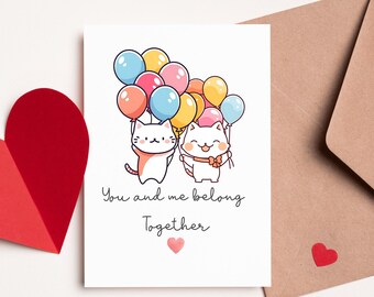 Kawaii Cat Love Card: Anniversary, Valentine's Day
