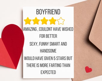Funny Boyfriend Valentine's Day Card, 4-Star Rating