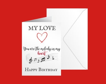 Romantic card Music Card Romantic Card for Girlfriend Romantic Card For Boyfriend Personalised Card Romantic Message Card Love card for Her