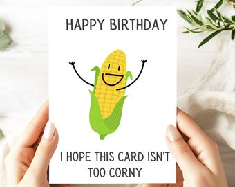 Funny Corn Birthday Card: Custom Message, Celebration Card