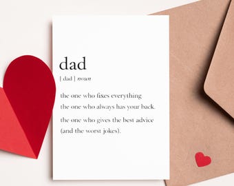 Dad Definition Card | Funny Dad Card | Dictionary Style Card | Father’s Day Card | Dad Birthday Card | Minimalist Card