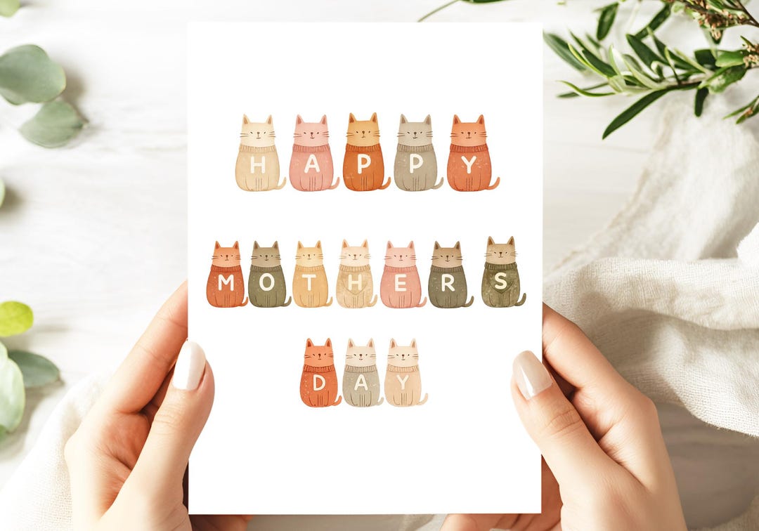 Happy Mothers Day Cat Card | Cute Cat Mum Card | From Kids Mothers Day ...