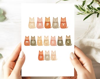 Happy Mothers Day Cat Card | Cute Cat Mum Card | From Kids Mothers Day Card | Cat Lover Mothers Day Card
