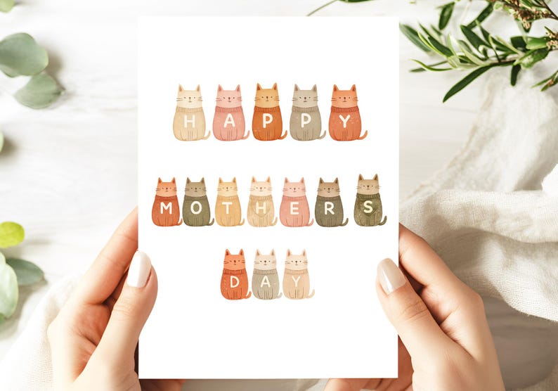 Happy Mothers Day Cat Card | Cute Cat Mum Card | From Kids Mothers Day ...