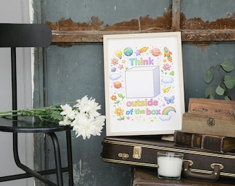 Think Outside the Box Art Print – Inspirational Kids Room Decor