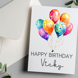 Bellissimo biglietto di compleanno per lei, biglietto di compleanno per fidanzata, biglietto con mongolfiera, regalo di compleanno per lei, biglietto da visita personalizzato, età personalizzata