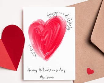 Personalized Heart Card – Custom Name  – Valentine’s Day Card – Anniversary Card – Romantic Birthday Card